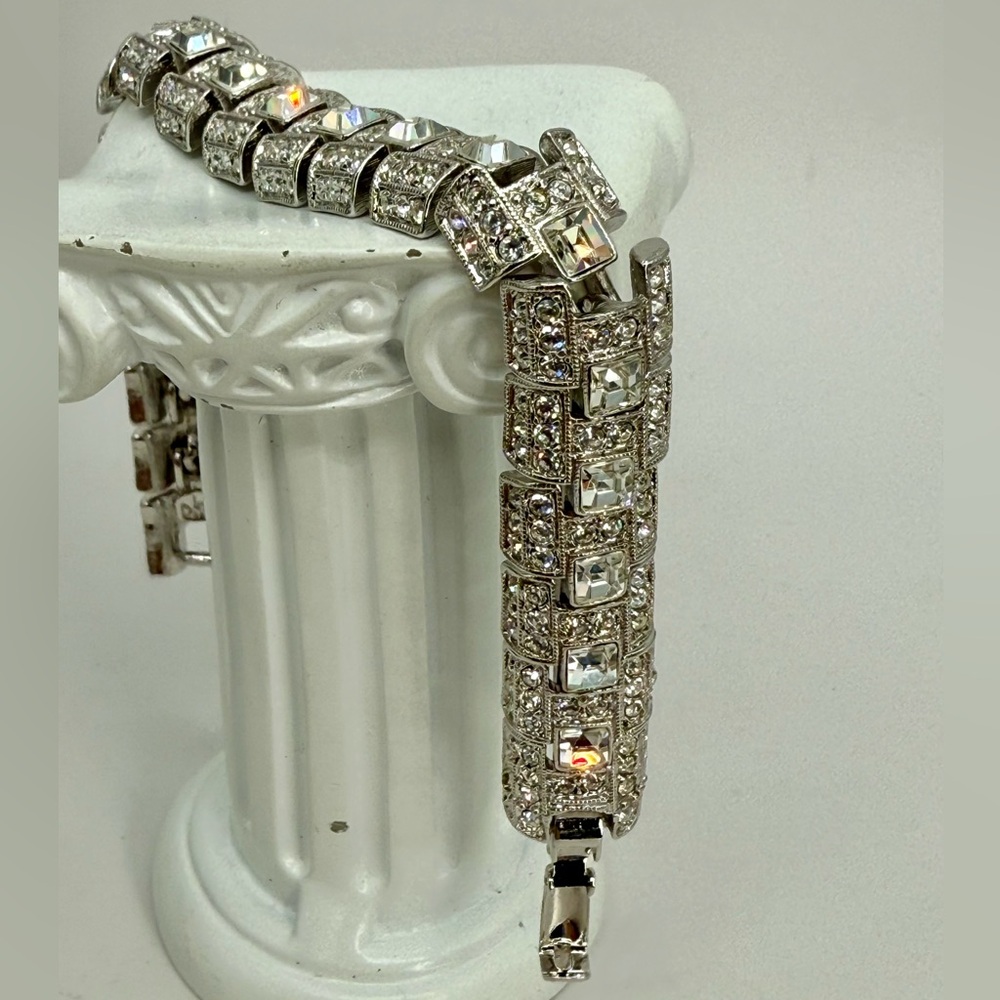 Vintage Joan Rivers Rhinestone Link Bracelet – Art Deco Style, 6.5” - Picture 17 of 17